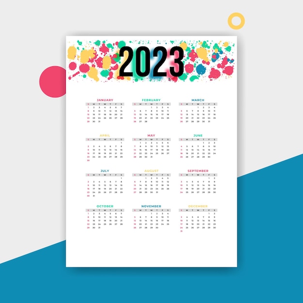 Plantilla de diseño de calendario de año nuevo moderno 2023