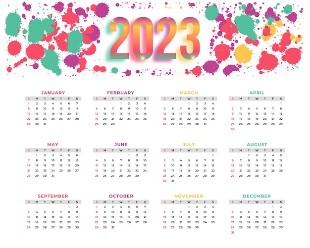 Plantilla de diseño de calendario de año nuevo moderno 2023