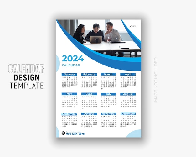 plantilla de diseño de calendario de año nuevo moderno 2024