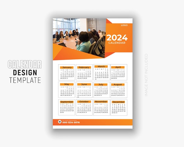 plantilla de diseño de calendario de año nuevo moderno 2024