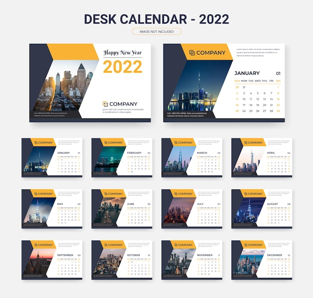 Plantilla de diseño de calendario de escritorio 2022