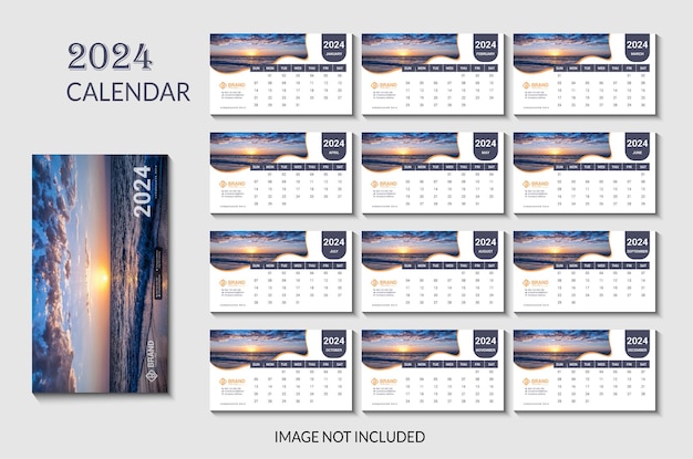 Plantilla de diseño de calendario de escritorio 2024