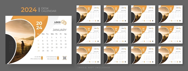 Plantilla de diseño de calendario de escritorio 2024