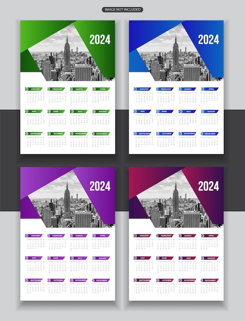 Plantilla de diseño de calendario de escritorio 2024
