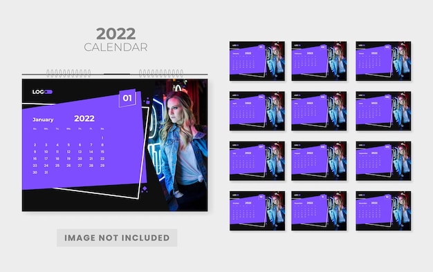 Plantilla de diseño de calendario de escritorio moderno abstracto 2022