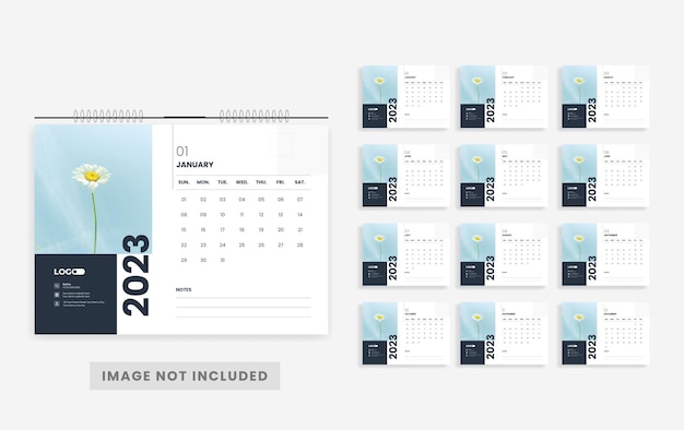 Plantilla de diseño de calendario de escritorio moderno abstracto 2022