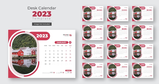 Plantilla de diseño de calendario de escritorio simple moderno de año nuevo 2023