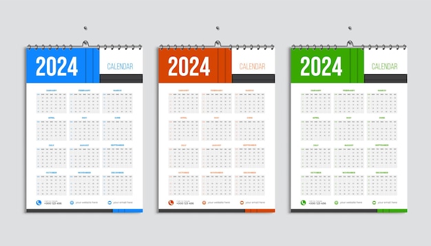 Una plantilla de diseño de calendario para un feliz año nuevo 2024