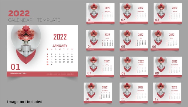 Plantilla de diseño de calendario inteligente del año 2022