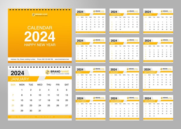 plantilla de diseño de calendario limpio de año nuevo 2023