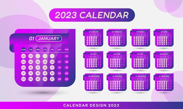 Plantilla de diseño de calendario moderno 2023