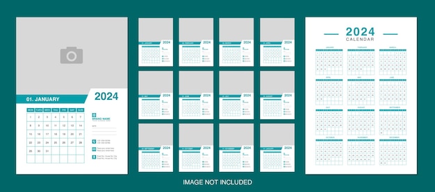 Plantilla de diseño de calendario moderno 2024