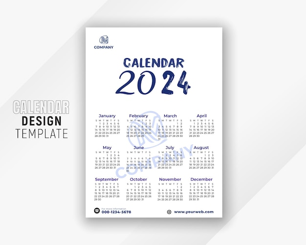 Plantilla de diseño de calendario moderno 2024