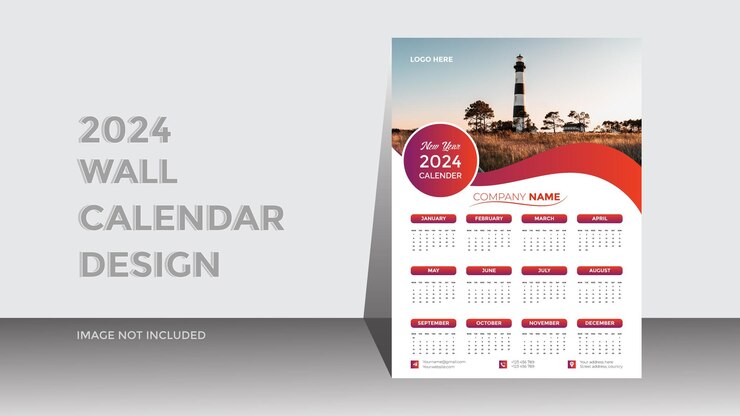 plantilla de diseño de calendario moderno 2024