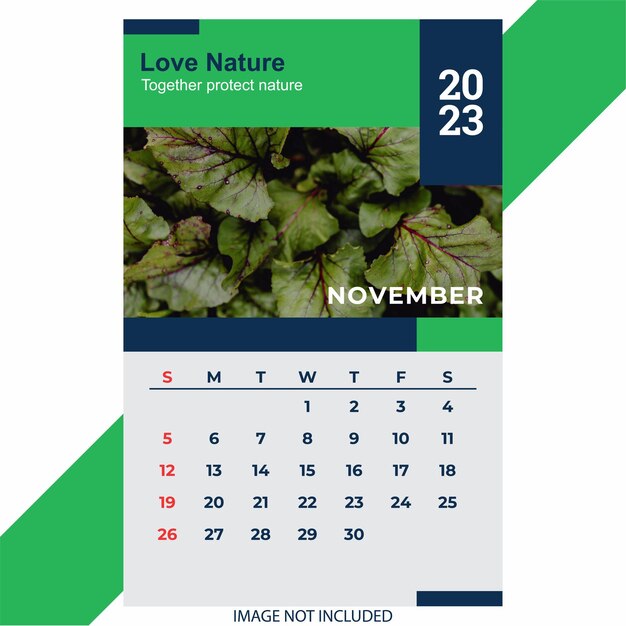 La plantilla de diseño de calendario de noviembre de 2023 se puede utilizar para formato digital e impreso
