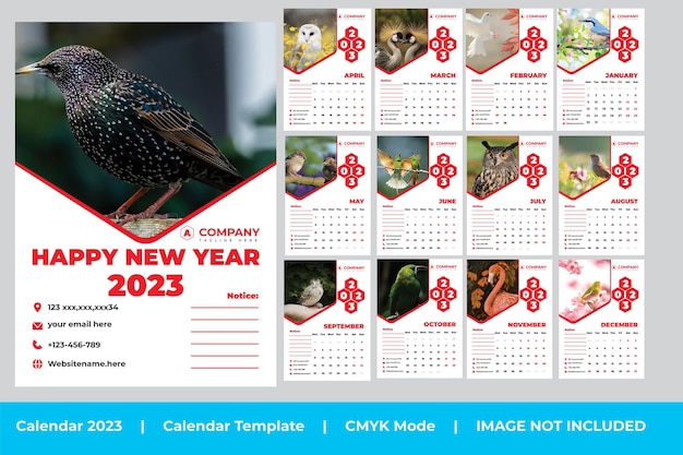 plantilla de diseño de calendario de pared 2023