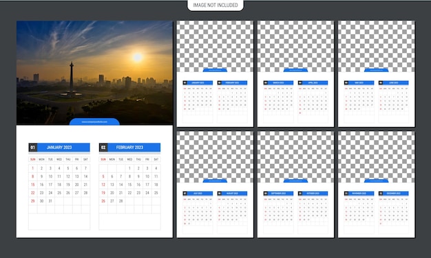Plantilla de diseño de calendario de pared 2023