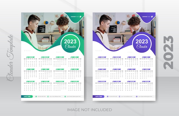 Plantilla de diseño de calendario de pared de año nuevo 2023 colorido creativo y moderno