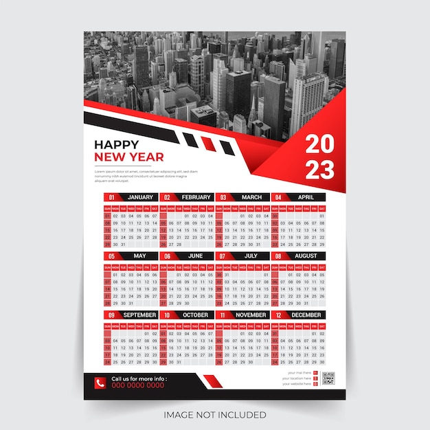 Plantilla de diseño de calendario de pared de año nuevo moderno 2023 Vector