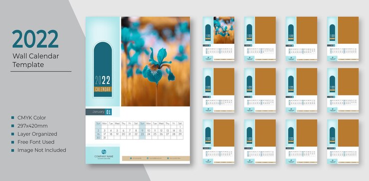 Plantilla de diseño de calendario de pared moderno 2022