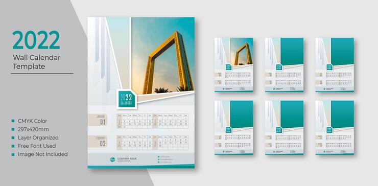 Plantilla de diseño de calendario de pared moderno 2022