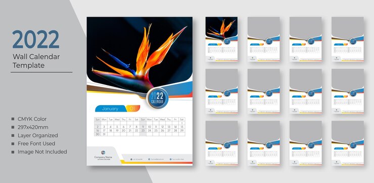 Plantilla de diseño de calendario de pared moderno 2022
