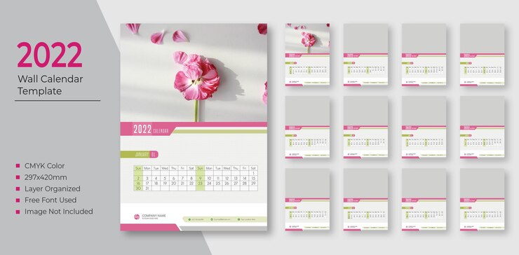 Plantilla de diseño de calendario de pared moderno 2022