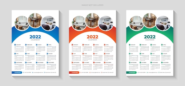 Plantilla de diseño de calendario de pared de negocios colorido