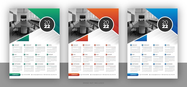 Plantilla de diseño de calendario de pared de negocios colorido