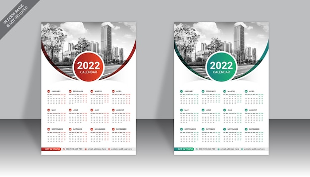 Plantilla de diseño de calendario de pared de una página de negocios coloridos 2022