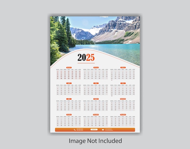 Plantilla de diseño de calendario de pared de una página