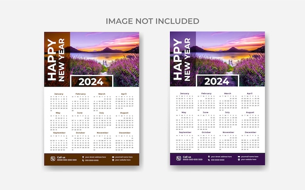 Plantilla de diseño de calendario de pozo de año nuevo moderno creativo 2024