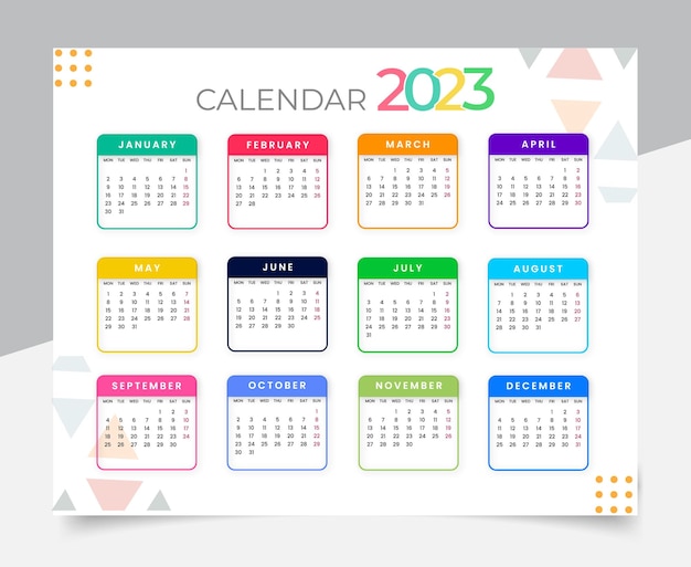 Vector plantilla de diseño de calendario realista 2023