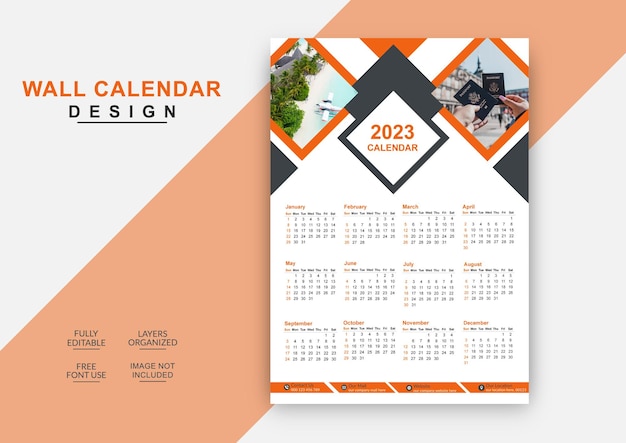 Vector plantilla de diseño de calendario de una sola pared de negocios corporativos coloridos