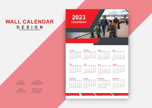 Plantilla de diseño de calendario de una sola pared de negocios corporativos coloridos