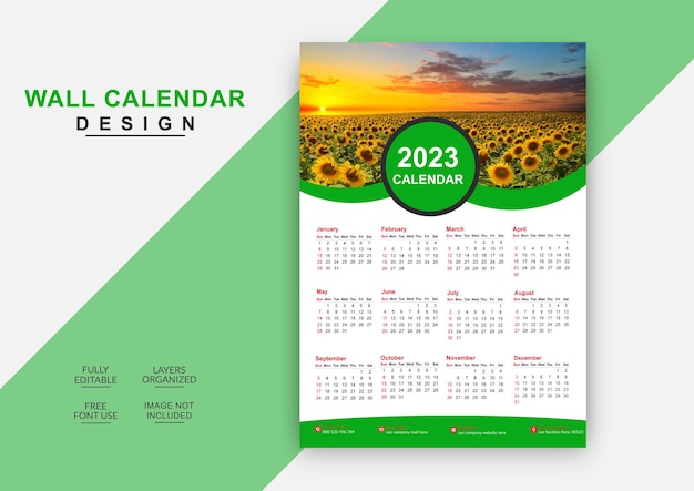 Plantilla de diseño de calendario de una sola pared de negocios corporativos coloridos