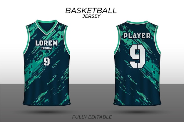 Plantilla de diseño de camiseta de baloncesto. Uniforme delante y detrás. Vector de camiseta deportiva.