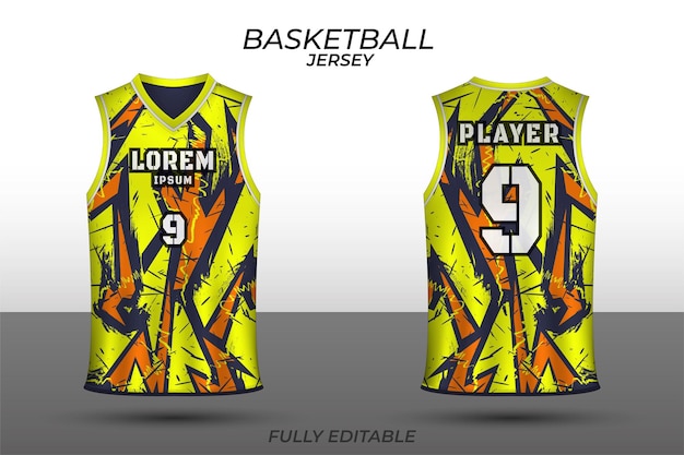 Plantilla de diseño de camiseta de baloncesto. uniforme delante y detrás. vector de camiseta deportiva.