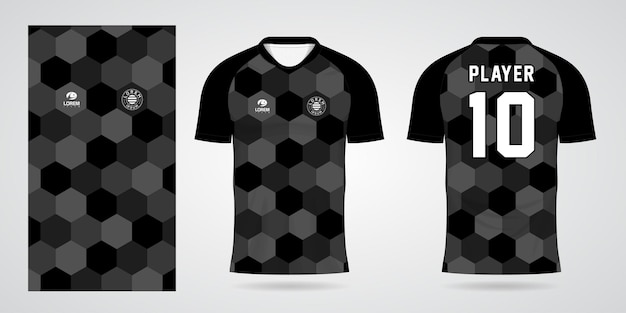 Plantilla de diseño de camiseta de camiseta deportiva negra