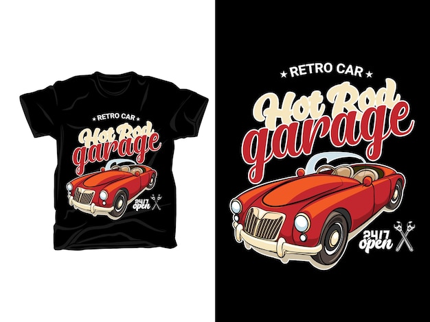 Plantilla de diseño de camiseta de coche clásico retro vintage vectorial