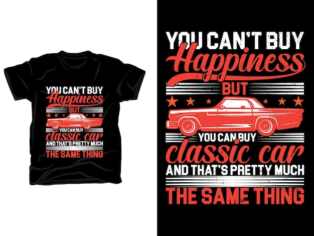 Plantilla de diseño de camiseta de coche clásico retro vintage vectorial