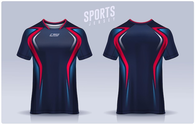 Vector plantilla de diseño de camiseta deportiva maqueta de camiseta de fútbol para uniforme de club de fútbol vista frontal y posterior