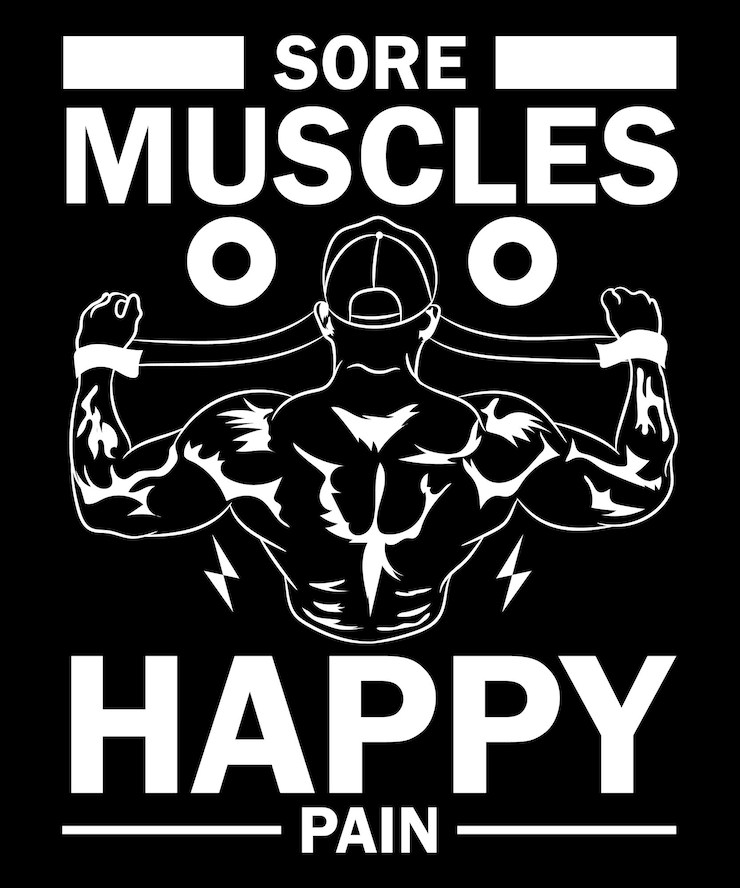 Vector plantilla de diseño de camiseta de dolor feliz de músculos doloridos