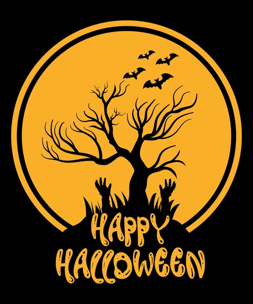 Plantilla de diseño de camiseta de feliz halloween