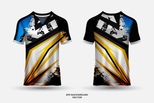 Plantilla de diseño de camiseta futurista Uniforme de club de fútbol Camiseta delantera y trasera