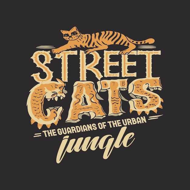 plantilla de diseño de camiseta de gatos callejeros vector de diseño de gatos calleños