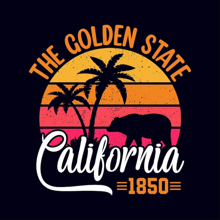 Vector la plantilla de diseño de camiseta de golden state california 1850