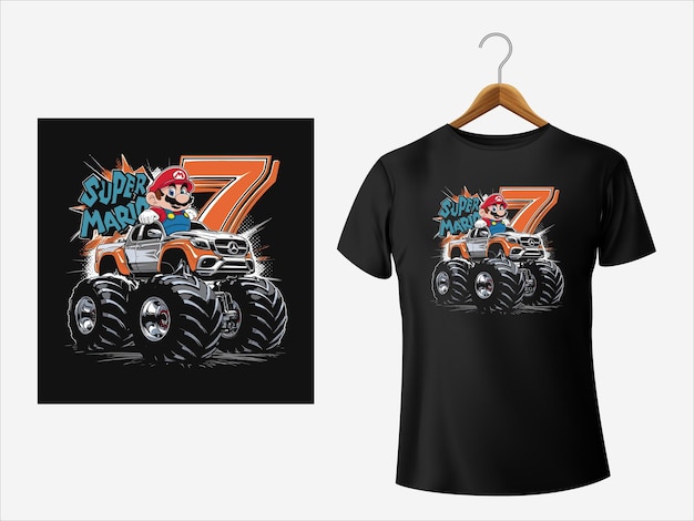 plantilla de diseño de camiseta de ilustración de tractor para impresión
