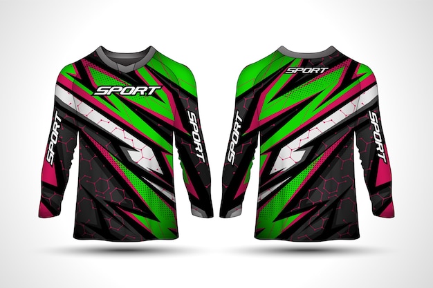 Plantilla de diseño de camiseta de manga larga, jersey de motocicleta deportiva de carreras