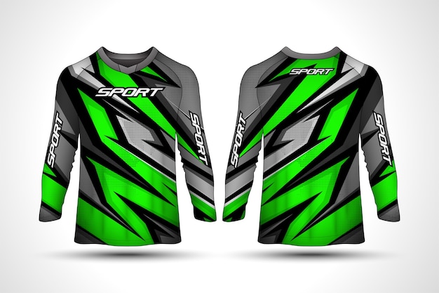 Plantilla de diseño de camiseta de manga larga, jersey de motocicleta deportiva de carreras